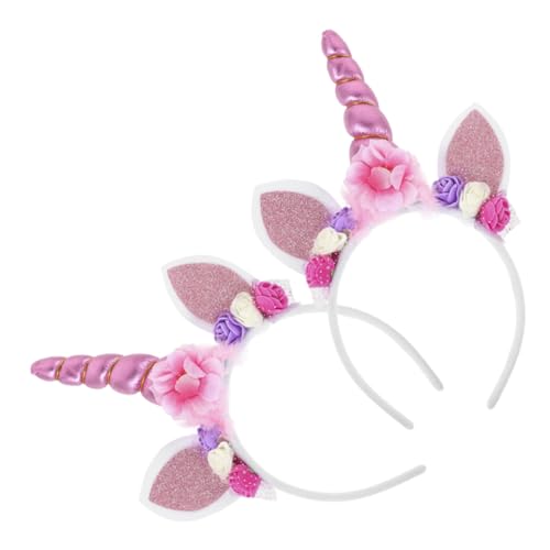 COLLBATH 2 Stück Teiliges Einhorn Stirnband Niedlicher Haarreif mit Weichem Material Bequem und Leicht Passend für Party Cosplay und Fotografie Pinkes Einhorn Design von COLLBATH