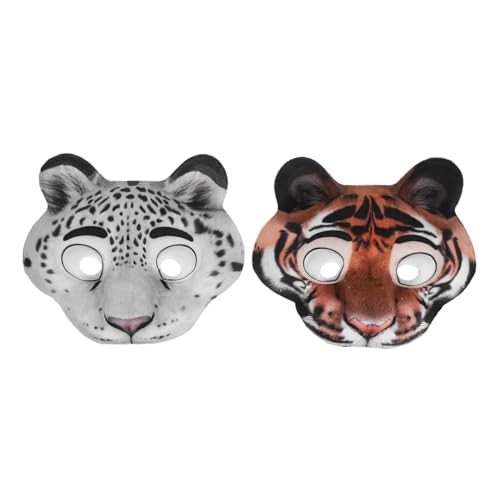 COLLBATH 2 Stück Teiliges Halloween Tiermasken Tiger Schneeleopard Halbgesichtsmasken Leichte Bequeme Cosplay masken für Karneval Kostümfest Party und Themenveranstaltungen von COLLBATH