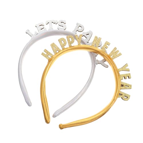 COLLBATH 2 Stück Teiliges Happy Year Haarband Festliches Neujahrs Haaraccessoire mit Aufschrift Happy Year und Lets Party Komfortabel Langlebig für Silvester Weihnachten Partys und von COLLBATH