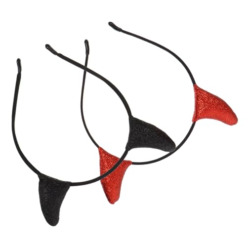 COLLBATH 2 Stück Teiliges Teufelshörner Haarreif Halloween Kopfschmuck Leicht und Langlebig für Damen Mädchen Party Karneval Kostüm Zubehör in Rot und Schwarz von COLLBATH