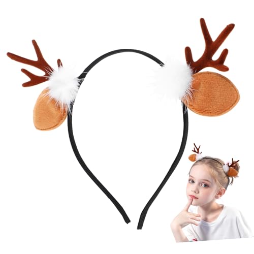 COLLBATH 2 Stück Teiliges Weihnachts Haarband mit Filzbezogenen Hirschgeweihen und Weichem Pelz für Mädchen Zarte Party Haar Deko Niedliches Kostüm Accessoire für Festtage und von COLLBATH