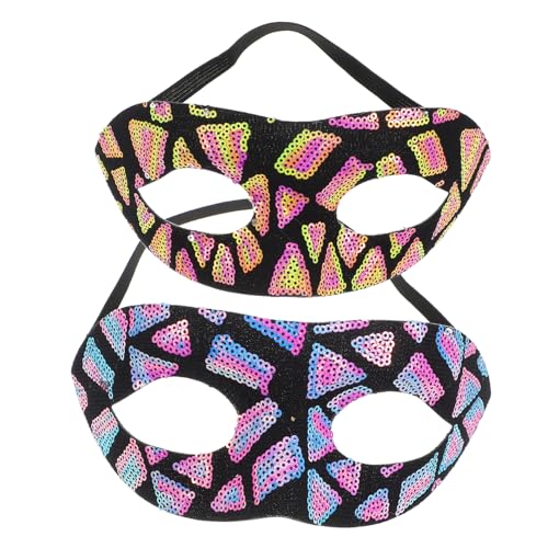 COLLBATH 2 Stück Vintage Gesichtsmaske für Damen Halloween Maske für Kostümpartys Maskenbälle Cosplay Events und Festlichkeiten Gelb und Rosa Blau von COLLBATH