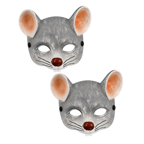 COLLBATH 2 Stücke Graue Rattenmaske Narbe Halbgesichtsmaske Tiermaus Halloween Zubehör Für Halloween Cosplay Party Requisiten von COLLBATH