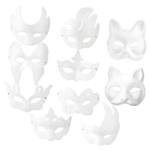 COLLBATH 20 Stück Teiliges Papiermasken zum Bemalen Leichte Unbemalte Cosplay-masken für Damen Karneval DIY Maske Komfortabel Langlebig für Maskenball und Partyzubehör von COLLBATH