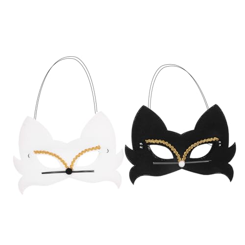 COLLBATH Katzenmasken Für Halloween Halbkatzenmaske Süß Tiergesichtsmaske Kostümparty Accessoire Tragbare Stoffmaske von COLLBATH