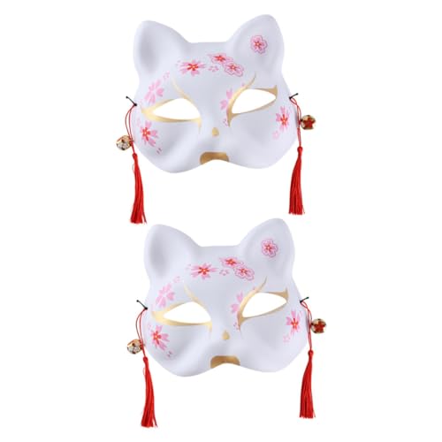 COLLBATH Halbmasken Im Japanischen Stil Handbemalt Für Halloween Cosplay Bühnenrequisite Kulturelles Kostümzubehör Bequeme Passform von COLLBATH
