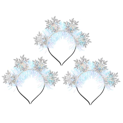 COLLBATH 3 Stck. Teiliges Weihnachts Stirnband Schneeflocke Glitzer Haarreif Damen Leichtes Langlebiges Weihnachtskopfschmuck für Festliche Partydekoration und Modischen Haarschmuck von COLLBATH