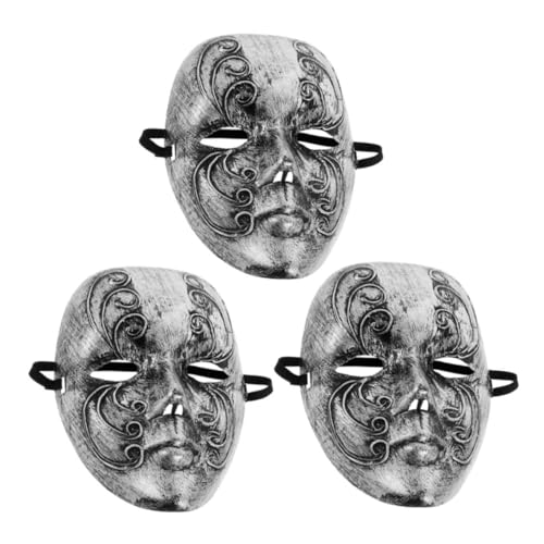 COLLBATH 3 Stück Retro Vollmaske für Karneval Maskenball und Halloween Silberne Kostümaccessoires mit Kunstvollem Design und Tragekomfort von COLLBATH