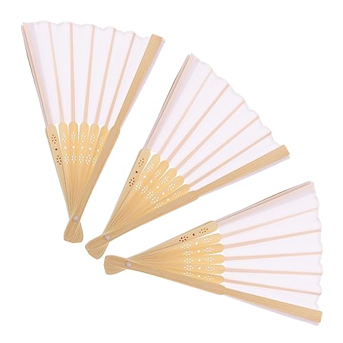 COLLBATH 3 Stück Teiliges Faltbarer Handfächer Blanko DIY Fächer aus Robustem Leicht Tragbar Vielseitig für Dekoration Tanz Party und Kreatives Gestalten von COLLBATH