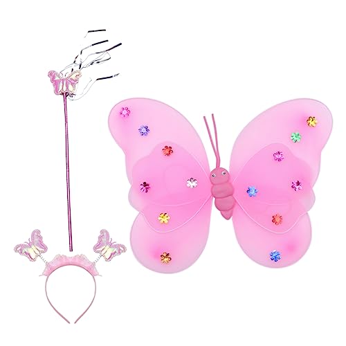 COLLBATH 3 Stücke Doppel Schicht Schmetterling Flügel Kostüme Kid Fee Flügel Tuch Rosa COLLBATH 3 Stücke Doppel Schicht Schmetterling Flügel Kostüme Kid Fee Flügel Tuch Rosa von COLLBATH