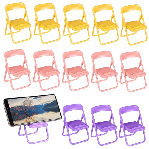 COLLBATH 30 Stück Handyhalter Geformt Party Mini Puppenhaus-dekorationsmöbel Puppenstühle Klappbarer Stuhl Telefonhalter Faltbarer Stuhl Puppenhaus Klappstuhl Stand Plastik von COLLBATH