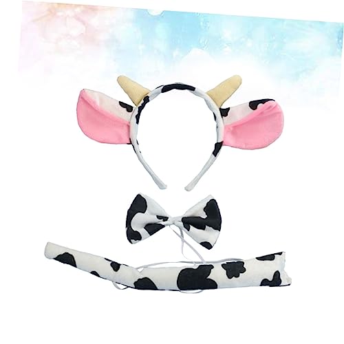 COLLBATH 3St Kuh-Kostüm-Requisite Ohr Stirnband Krawatte Leidenschaft Kostüme Kuh-Shirt Kuhohren Kleider Kinderkleidung Kuh Kostüm Stirnband Halloweenkostüm Cosplay Zubehör die Kuh von COLLBATH