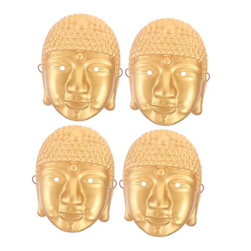 COLLBATH 4 STÜCKE Teiliges Buddha Gesicht Maske Realistische Halloween Cosplay Masken für Karneval Maskerade und Party Leichte Buddha Kopf Verkleidung für Männer und Frauen von COLLBATH