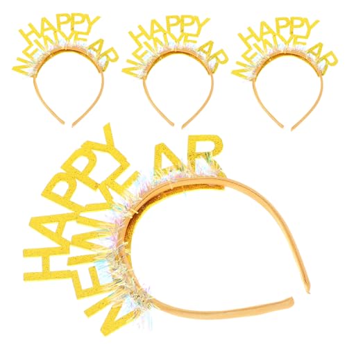 COLLBATH 4 Stck. Teiliges Year Stirnband Glitzerndes Haaraccessoire für Frauen und Mädchen Leichtes Komfortables Party-stirnband in Gold Modisch und Langlebig für Silvester und Karneval von COLLBATH