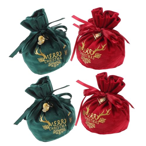 COLLBATH 4 Stück Bonbontüten Aus Samt Mit Kordelzug – Weihnachtstüten Mit Weihnachtsmustern Für Weihnachten Hochzeiten Geburtstagsfeiern von COLLBATH