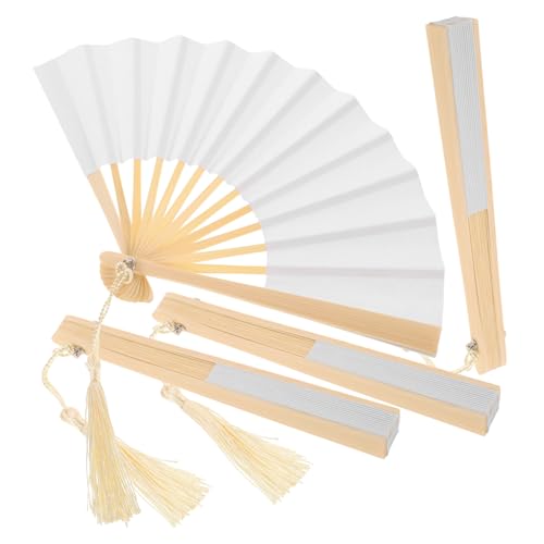 COLLBATH 4 Stück Miniatur Faltfächer Handlicher Mini Fan Requisit für Puppen Dekoration Hochzeit Party Vintage Stil Kleine Papierfächer für DIY und Alltag von COLLBATH
