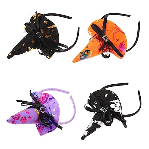 COLLBATH 4 Stück Teiliges Halloween Hexen Haarreif Modischer Kopfschmuck mit Spitzem Hexenhut Design Lustige Foto Requisiten für Damen für Halloween Party und Kostümfest COLLBATH 4 Stück Teiliges Halloween Hexen Haarreif Modischer Kopfschmuck mit Spitzem Hexenhut Design Lustige Foto Requisiten für Damen für Halloween Party und Kostümfest von COLLBATH