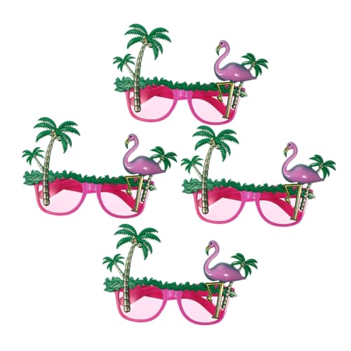 COLLBATH 4 Stück Teiliges Set Hawaiian Party Sonnenbrillen mit Flamingo und Kokosbaum Lustige Accessoires für Strand und Leichte und Auffällige von COLLBATH