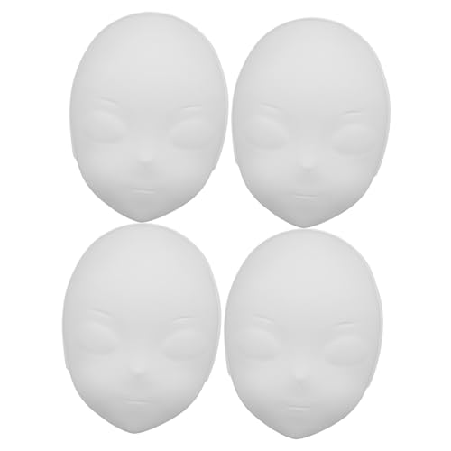 COLLBATH 4 Stück Weiße DIY Bastelmasken zum Bemalen Glatte Oberfläche Vielseitig für Karneval Fest Kinderfreundlich und Leicht zu Verzieren von COLLBATH