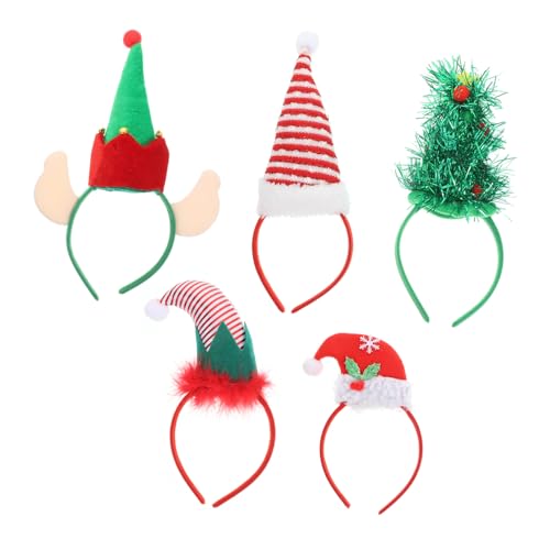 COLLBATH 5 Stück Teiliges Weihnachtskopfband mit Festlichen Hutmotiven Einfache Handhabung Langlebiges Material für Weihnachtsfeiern Karneval und Kostümpartys Bunte Designs für Erwachsene von COLLBATH