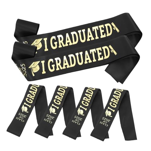 COLLBATH 6 Stück Abschlussfeier-träger Abschlussschieb Graduierung Mit Goldbeschriftung Essentials Für Die Party-verkleidung Partyzubehör Partygeschenk Für Die Klasse 2025 Satin Schwarz COLLBATH 6 Stück Abschlussfeier-träger Abschlussschieb Graduierung Mit Goldbeschriftung Essentials Für Die Party-verkleidung Partyzubehör Partygeschenk Für Die Klasse 2025 Satin Schwarz von COLLBATH