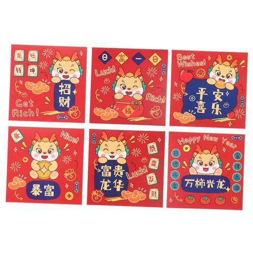 COLLBATH 6 Stück Roter Umschlag zum Jahr des Drachen China Mondjahr-Drache Produkt chinese new year chinesisch neujahr briefumschläge Geldtasche Glück Geldbeutel Neujahr Geldbeutel Papier von COLLBATH