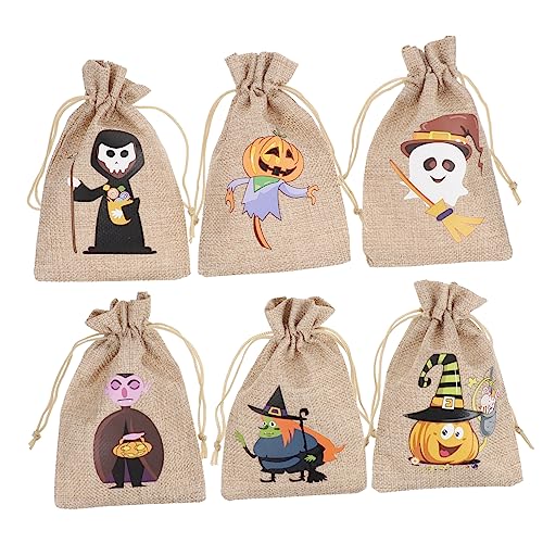 COLLBATH 6 Stück Süßigkeitentasche halloween geschenktüten halloween Halloween-Snacktüten Taschen klein Halloween liefert Halloween Süßes sonst gibt's Saures Tasche Leinen- von COLLBATH