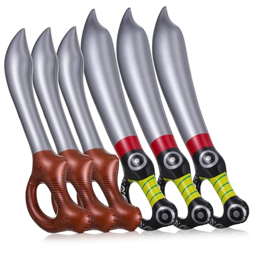 COLLBATH 6 Stück Teiliges Aufblasbares Piratenschwert Piratenkostüm Zubehör für Kindergeburtstag Halloween Party Dekoration Spielerisch Sicher von COLLBATH