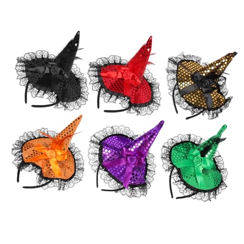 COLLBATH 6 Stück Teiliges Halloween Hexenhut Stirnband Langlebig und Komfortabel Modisches Party Haaraccessoire mit Glitzerelementen Geeignet für Damen und Kostüm Cosplay COLLBATH 6 Stück Teiliges Halloween Hexenhut Stirnband Langlebig und Komfortabel Modisches Party Haaraccessoire mit Glitzerelementen Geeignet für Damen und Kostüm Cosplay von COLLBATH