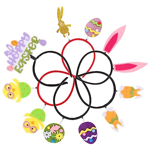 COLLBATH 6 Stück Teiliges Ostern Haarreifen Leichte Langlebige Cartoon Stirnbänder mit Süßen Hasenohren und Bunten Eiern Dekorativer Haarschmuck für Kinderfest und Osterparty von COLLBATH