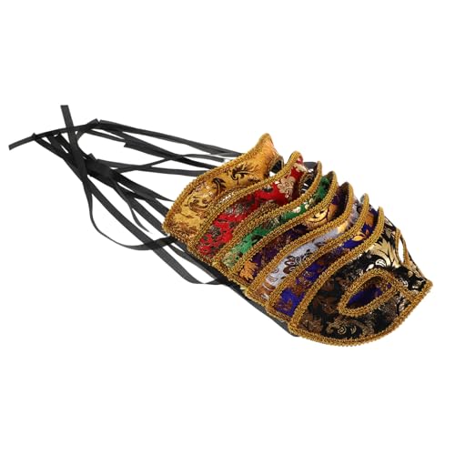 COLLBATH 7 Stück Teiliges Herren Masquerade Stilvolle Halbe Gesicht Venetian Maske aus Komfortabel Angenehm für Maskenball Karneval Fasching und Weihnachtsfeier von COLLBATH