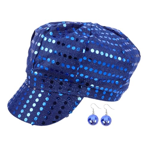 COLLBATH Blauer Disco-party Spiegelkugel-ohrringen und Pailletten-hut Leichte Jahre Kostüm-accessoires für Frauen für Halloween Weihnachten und Tanzveranstaltungen von COLLBATH