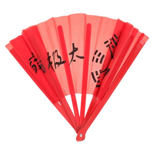 COLLBATH Chinesischer Tai Chi Fächer Leichter Kunststoff Handfächer Rot für Kung Fu Tanz Performance und Dekoration Vielseitig Tragbar von COLLBATH
