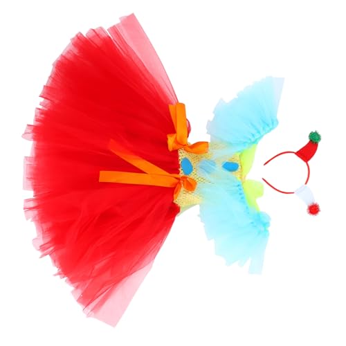 COLLBATH Clown Tutu Kleid mit Kopfbedeckung Mehrlagiger Tüllrock für Mädchen Sanft und Leicht für Halloween Karneval Kostümparty Bühnenauftritte und Rollenspiele von COLLBATH