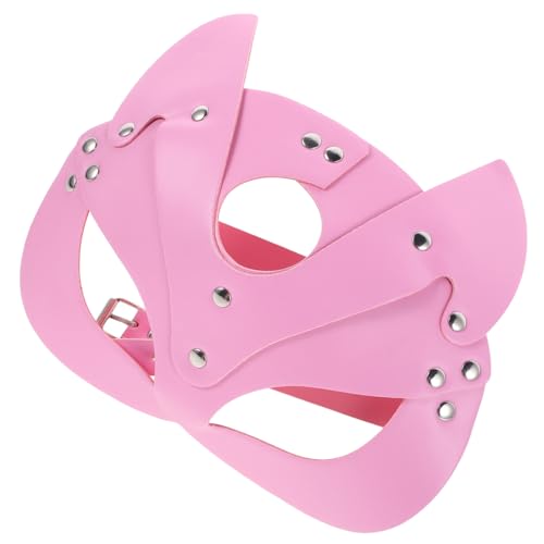 COLLBATH Damen für Halloween Cosplay Katzenmaske mit Halbem Gesicht für Partys und Rollenspiele Rosa Fox Design Vielseitiges Kostümzubehör von COLLBATH