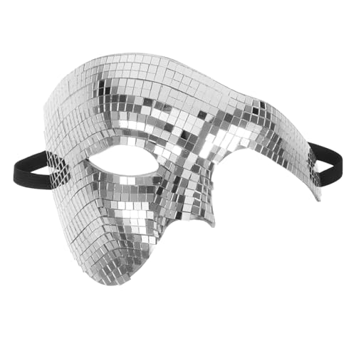 COLLBATH Disco Glitzer Halbgesichtsmaske Silber Atmungsaktiv Reflektierendes Material für Halloween Club Festival Musikparty Vielseitig Kombinierbar Komfortabel für Damen und Herren von COLLBATH