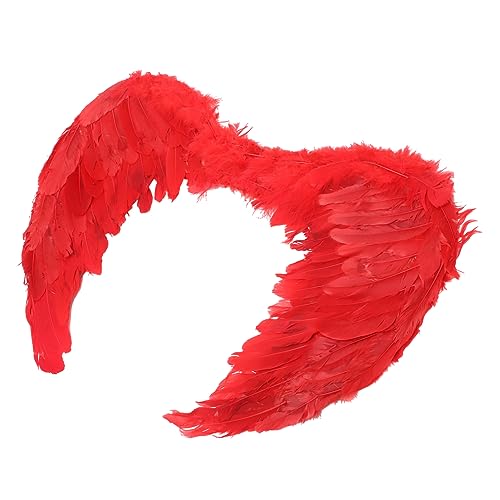 COLLBATH Engelsfederflügel Fee Party Photoshooting -Requisite Kind Märchenkostüm für Mädchen Leistungsflügel Engelsflügel-Requisite Flügel Kostüm Bühnenflügel Gummiband rot von COLLBATH
