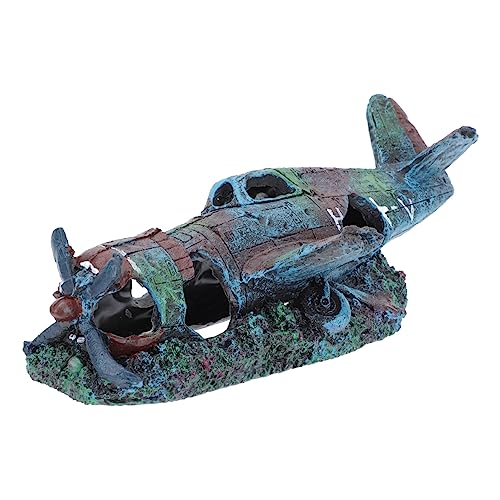 COLLBATH Fisch- Und Garnelenversteckhaus Höhle Tankverzierung Ornamente Aquarium Zubehör Flugzeug Künstliche Kämpferstatue Aquarienverzierung Harz von COLLBATH