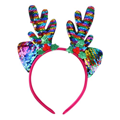 COLLBATH Geweih Stirnband Ohren Pailletten Weihnachts Rentiergeweih Kopfschmuck Weihnachts Rentier Stirnband Party Kopfbedeckung Rentiergeweih von COLLBATH