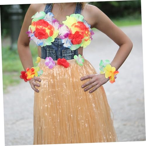 COLLBATH Grass Skirt Teilig Bunte Hawaiianische Luau Party Kostüm mit Weichem Atmungsaktivem Material und Blumenzubehör für Sommer und Strandauftritte von COLLBATH