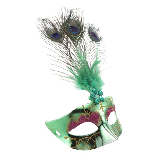 COLLBATH Halbe Gesichtsmaske für Halloween Karneval und Maskenbälle mit Kunstvollen Details und Künstlichen Pfauenfedern von COLLBATH