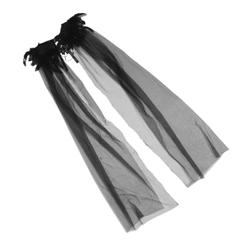 COLLBATH Halloween Gothic Tüll Cape mit Kapuze Leichter Schwarzer Vampir Umhang Renaissance Zauberer Shawl Mittelalterlicher Hochzeits-schal Verstellbarer Festumhang für Cosplay und von COLLBATH