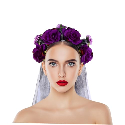 COLLBATH Halloween Haarschmuck Skull Stirnband mit Violetten Rosen Halloween Kopfschmuck für Damen und Karneval Cosplay Party Zubehör COLLBATH Halloween Haarschmuck Skull Stirnband mit Violetten Rosen Halloween Kopfschmuck für Damen und Karneval Cosplay Party Zubehör von COLLBATH