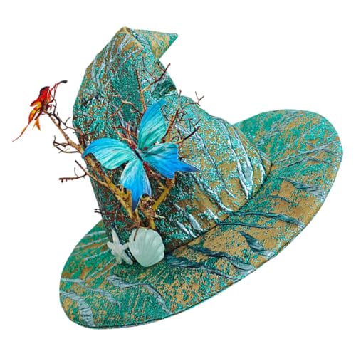 COLLBATH Halloween Hexenhut mit Schmetterlingsdekor Grüner Maskerade Hexenhut für Damen Halloween Cosplay Party Kopfbedeckung Modisches Kostüm-accessoire für Erwachsene COLLBATH Halloween Hexenhut mit Schmetterlingsdekor Grüner Maskerade Hexenhut für Damen Halloween Cosplay Party Kopfbedeckung Modisches Kostüm-accessoire für Erwachsene von COLLBATH