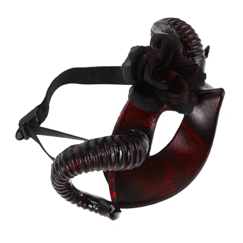 COLLBATH Halloween Maske mit Abnehmbaren Hörnern Teufelsmaske mit Blumenakzenten Gruseliges Kostüm Accessoire für Cosplay Partys und Halloween Veranstaltungen für Erwachsene von COLLBATH