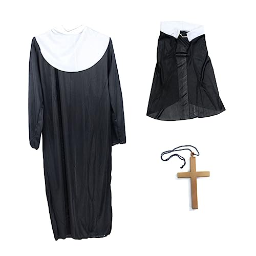 COLLBATH Halloween Nonnenkostüm Für Frauen Teiliges Mit Robe Kopftuch Großem Klassisches Bequemes Outfit Für Halloween Feiern Kostümpartys von COLLBATH