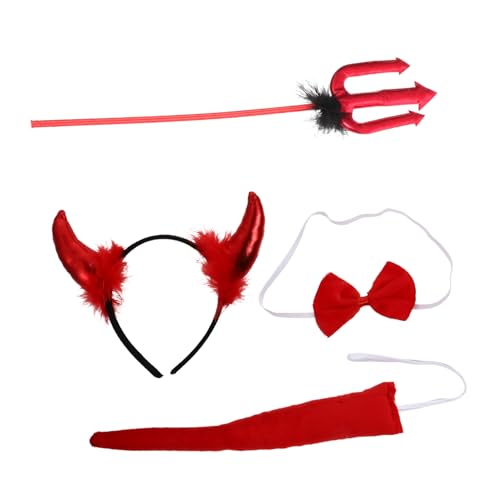 COLLBATH Halloween Teufelshorn Haarreif Teiliges Set aus Langlebigem für Damen und Herren Karneval Kostüm Party Zubehör mit Roten Auffälligen Hörnern für Cosplay und Fasching von COLLBATH