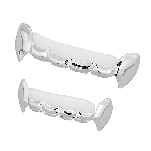 COLLBATH Halloween Vampir Zähne Silber Falsche Vampirzähne Modell für Erwachsene und Halloween Kostüm Party Horror Zubehör von COLLBATH