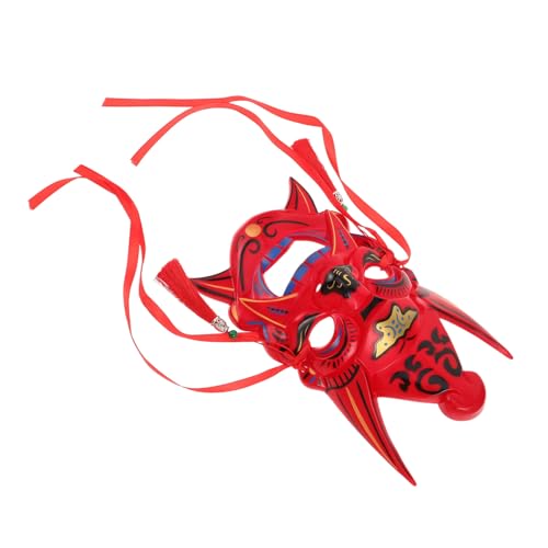 COLLBATH Handgemalte Japanisch-chinesische Opernmaske Rot Traditionelle Dämonen-gesichtsverkleidung aus Leichtem Wiederverwendbare Cosplay-maske für Halloween Themenpartys und Kostümfeste von COLLBATH