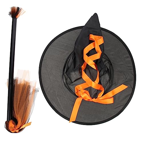 COLLBATH Hexenhut Mit Besen Für Kinder Halloween Cosplay Requisiten Partykostümzubehör Langlebiges Material COLLBATH Hexenhut Mit Besen Für Kinder Halloween Cosplay Requisiten Partykostümzubehör Langlebiges Material von COLLBATH